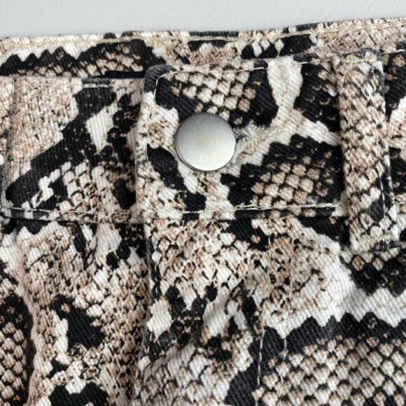 ZARA Snake Print Denim Mini Skirt Sz  Medium Asymmetrical Hem - Picture 5 of 8